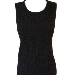 TALBOTS Sleeveless Black Lace Crochet Women’s Tank Top Size Large